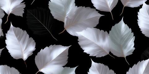 Poster - Leaves falling gently on a dark background create a striking contrast in nature's minimalism