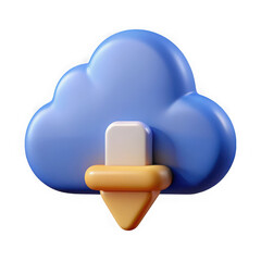 Poster - 3d render of a cloud download icon isolated on transparent background
