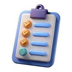 Poster - 3d render of checklist clipboard app icon isolated on transparent background