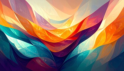 Poster - Abstract Colorful Wave Landscape, Digital Art, Abstract Painting, Abstract Background Digital art, Abstract art