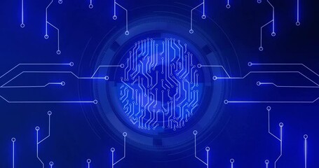 Aufkleber - Rotating arc initiating circuit lines converging onto interface reshaping fingerprint for scanning