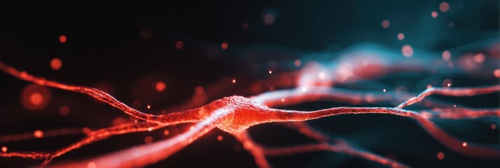 Poster - Glowing Red Nervous System Highlighting Stress Response Against a Calming Gradient Space