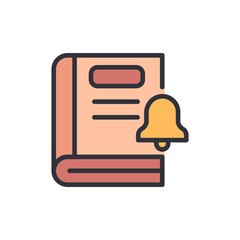 Poster - Book With Notification Bell Icon Isolated On Transparent Background