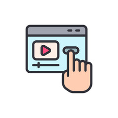 Poster - Interactive Online Video Platform Featuring Touchscreen Navigation Icon