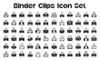 © Iman - Binder Clips Icon Set.svg.  sketches, logo illustrations, web symbols, outline style pictograms package isolated on white background. Vector graphics. stock illustration...