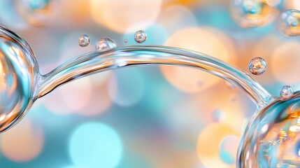 Poster - Bubbles and water droplets create beautiful patterns against a softly blurred background in this artistic display of nature's elements