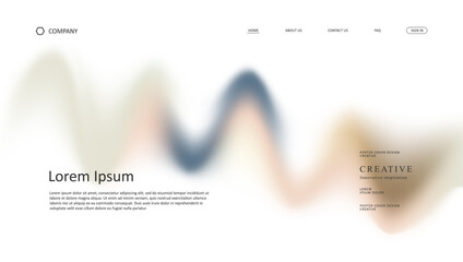 Fototapete - Abstract wave futuristic design of landing page. retro gradient mesh website design