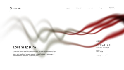 Fototapete - Abstract wave futuristic design of landing page. retro gradient mesh website design