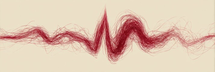 Poster - Heartbeat Line Transitions Into Tangled Mess Suggesting Complexity of Emotions or Health Challenges