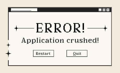 Poster - Retro computer window and dialogue screen with Error message, interface in 00s aesthetics. Vector illustration and graphic design element.