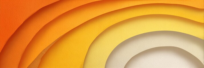 Poster - Layered Paper Cut Sunbeam Pattern With Clean Space on the Left Showcasing a Warm Color Gradient From Orange to Yellow