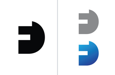 Aufkleber - Creative letter FD logo design with negative space style, clean and clever design, vector illustration