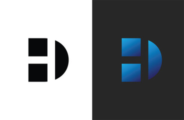 Aufkleber - Creative letter HD logo design with negative space style, clean and clever design, vector illustration