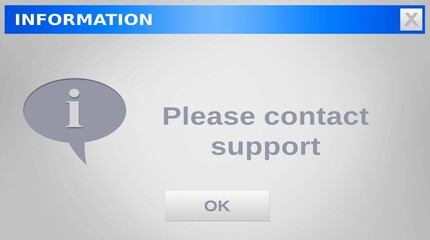 Poster - image of please contact support text on grey background