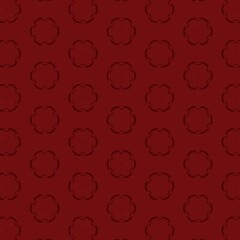 Poster - Repeating stylized circular motif pattern is filling flat design with solid crimson background