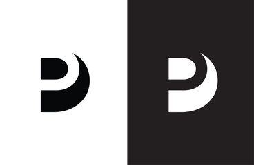 Aufkleber - Creative letter PD logo design with negative space style, clean and clever design, vector illustration