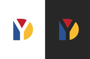 Aufkleber - Creative letter YD logo design with negative space style, clean and clever design, vector illustration