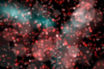 Poster - Abstract blurred red and teal circles are being shown on black background in flat bokeh style