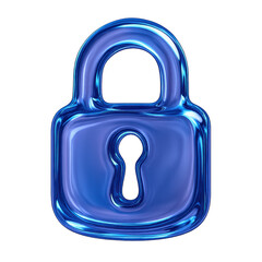 Poster - Digital Security Lock: A photorealistic, vibrant blue lock, symbolizing security and protection, stands as a digital sentinel.