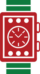 Poster - Stylized red and green smartwatch design illustrating technology and future concepts