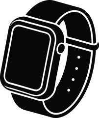 Poster - Abstract stylized smartwatch or health band silhouette with ai neural learning design