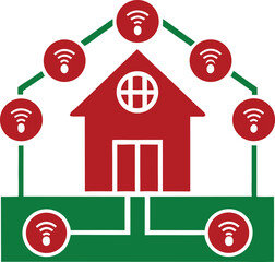 Poster - Smart home connectivity concept with wireless signals and house icon