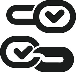 Poster - Secure network connection icon illustrating connected links with approved checkmarks