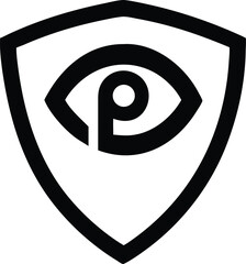 Poster - Minimalist privacy shield silhouette design representing data protection and security