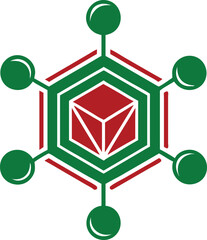 Aufkleber - Abstract ai design with geometric shapes depicting neural network concept