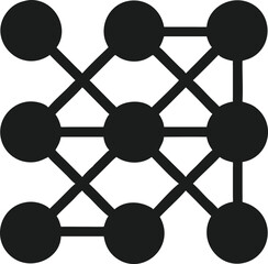 Aufkleber - Abstract black silhouette of interconnected neural network nodes illustrating ai technology