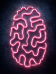 Poster - Neon Brain Nerve Lights Illuminate Dark Texture Creating a Vibrant Visual Experience in an Artistic Display