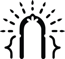 Poster - Futuristic metaverse portal silhouette with abstract glowing archway design element
