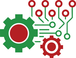 Aufkleber - Artificial intelligence and engineering concepts featuring gears and circuitry visual