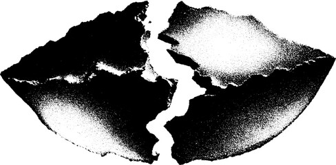 Poster - Cracked geode slice in high contrast black and white for abstract design