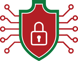 Poster - Digital shield with padlock representing secure technology and ai protection