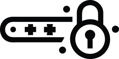 Poster - Sleek black silhouette design of an encrypted modern lock with code or keypad