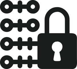 Poster - Black silhouette of a modern encrypted lock symbolizing security and artificial intelligence