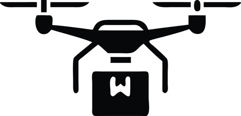 Poster - Futuristic drone with package delivering goods in the digital landscape