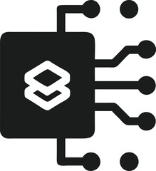 Poster - Minimalist black silhouette digital wallet icon representing secure financial technology