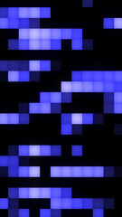 Poster - A digital grid of glowing blue squares forms an abstract, pixel-style futuristic background