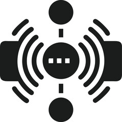 Poster - Black silhouette of connected sensors with radiating waves depicting ai technology