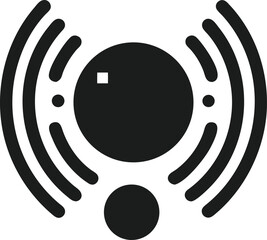 Aufkleber - Black silhouette design of a connected sensor with radiating wave patterns