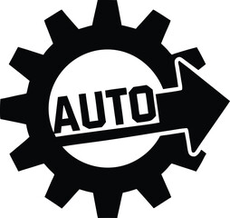 Poster - Simple black automation gear silhouette design indicating artificial intelligence and future tech