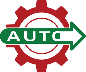 Poster - Auto gear and arrow logo indicating progress or advancement in the automotive industry