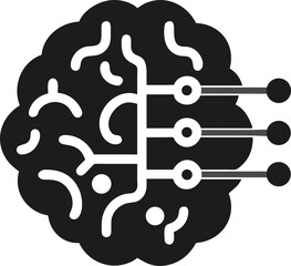 Aufkleber - Stylized brain silhouette depicting ai and artificial intelligence neural connections