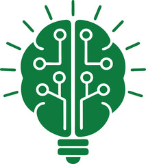Aufkleber - Green circuit board brain icon illustrating artificial intelligence and technological concepts