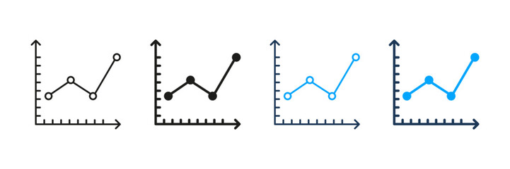 Fototapete - line graph chart line and solid icon set. data analysis, trend visualization, and business growth sy