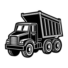 Poster - Download black and white dump truck vector image for construction and transportation projects online now