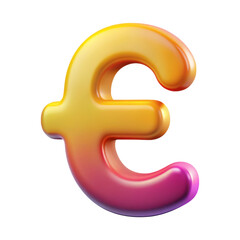Poster - 3d rendering plasticstyle euro icon isolated on transparent background with vibrant gradient colors against backdrop showcasing financial design