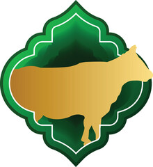 Aufkleber - Eid al adha gradient icon infographic with gold cow shape design